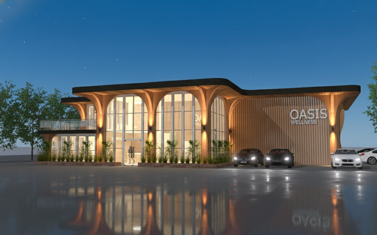 Exterior Rendering - Modern Clinic Facade Perspective